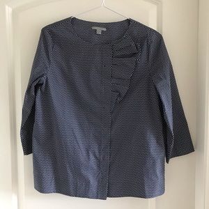 COS Blue White Print Button-up Cotton Top Blouse